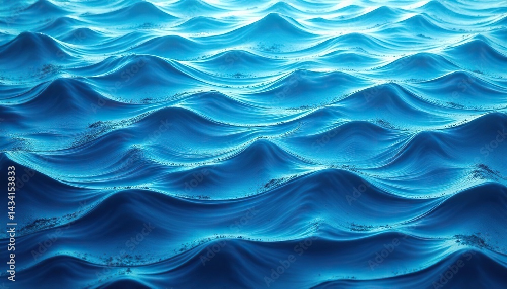 Obraz premium Interlocking ocean wave pattern, cool blue tones, flow, coastal
