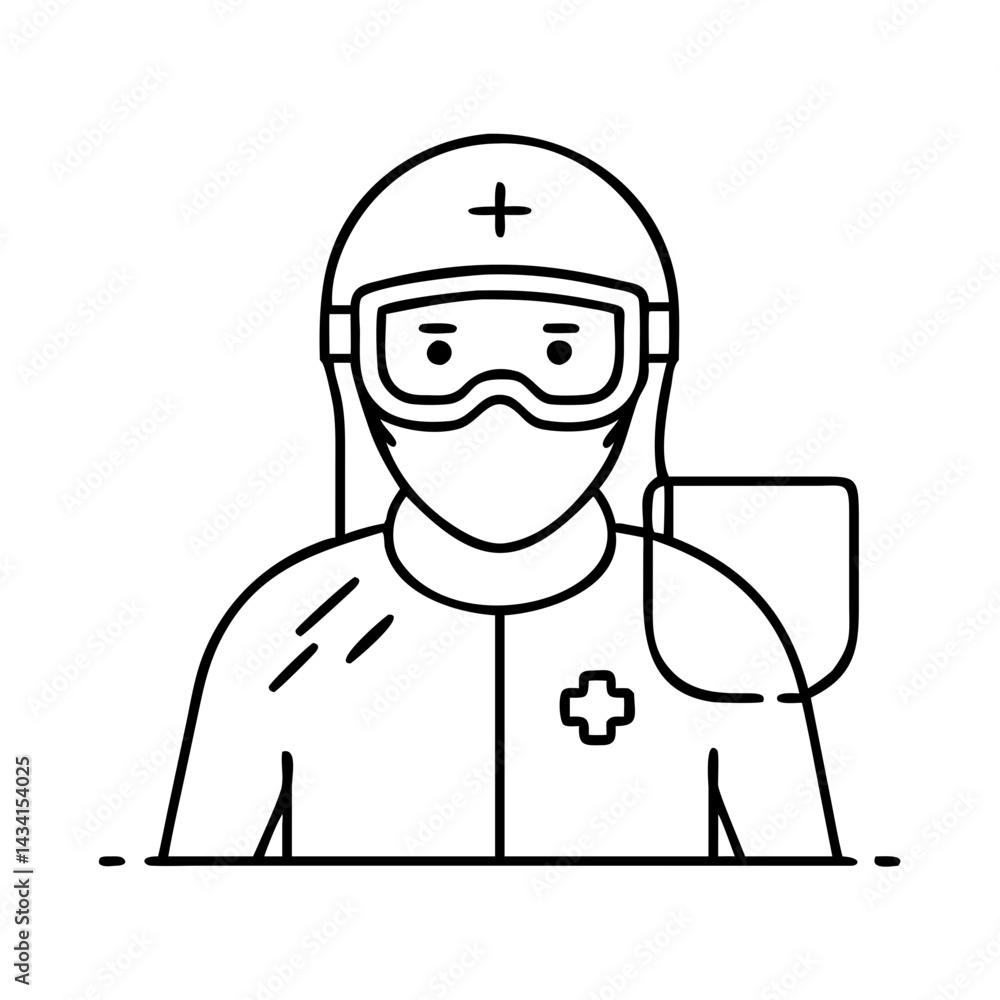 healthcare worker with ppe icon, healthcare worker with ppe line art - simple line art of healthcare worker with ppe, perfect for healthcare worker with ppe logos and icons healthcare worker with ppe icon, healthcare worker with ppe line art - simple line art of healthcare worker with ppe, perfect for healthcare worker with ppe logos and icons