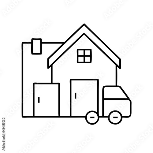 home delivery icon, home delivery line art - simple line art of home delivery, perfect for home delivery logos and icons
