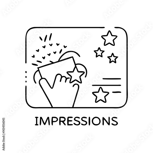 impressions icon, impressions line art - simple line art of impressions, perfect for impressions logos and icons