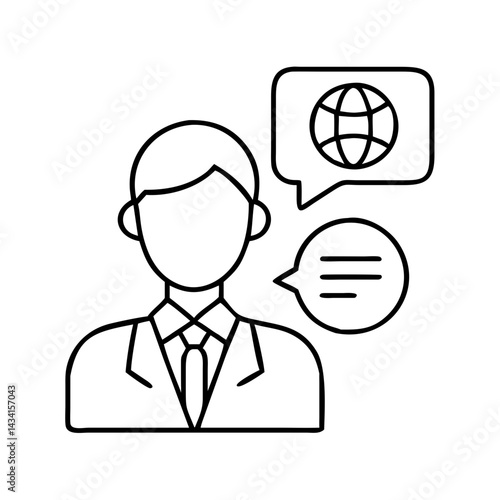 interpreter icon, interpreter line art - simple line art of interpreter, perfect for interpreter logos and icons