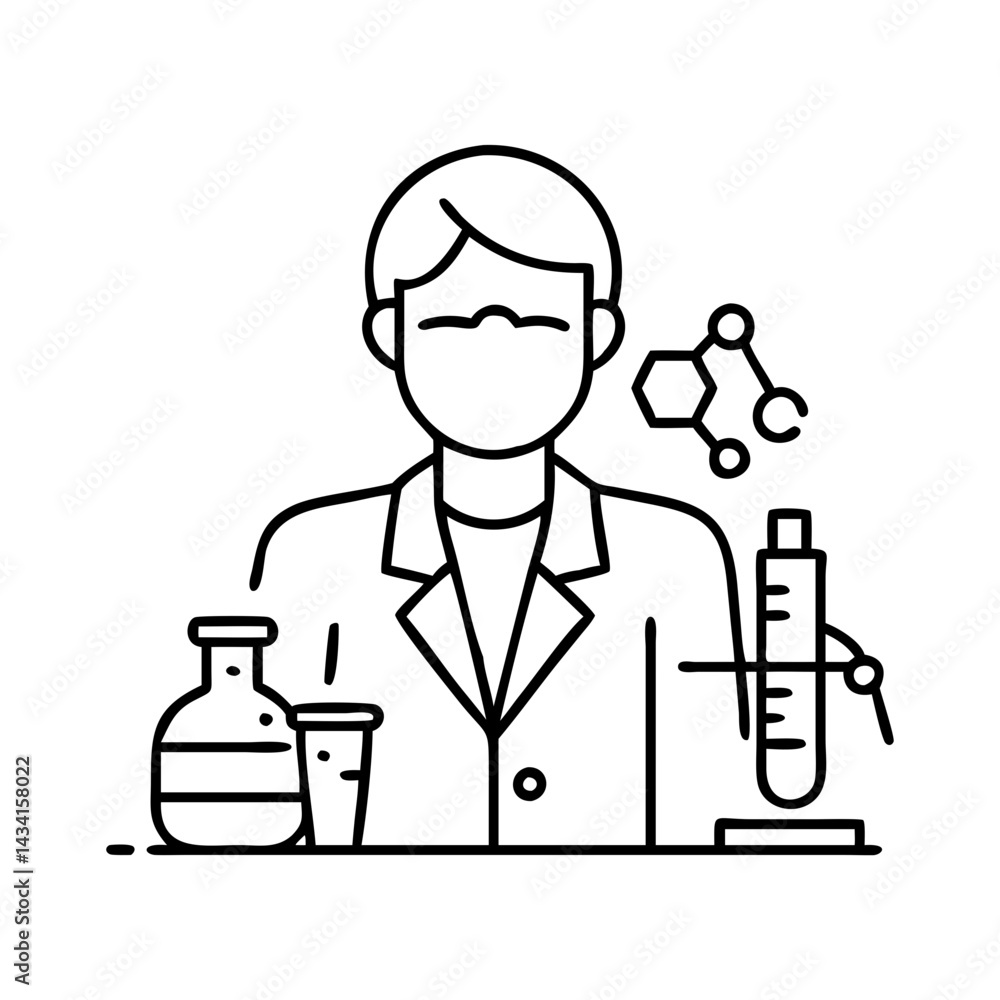 lab technician icon, lab technician line art - simple line art of lab technician, perfect for lab technician logos and icons lab technician icon, lab technician line art - simple line art of lab technician, perfect for lab technician logos and icons
