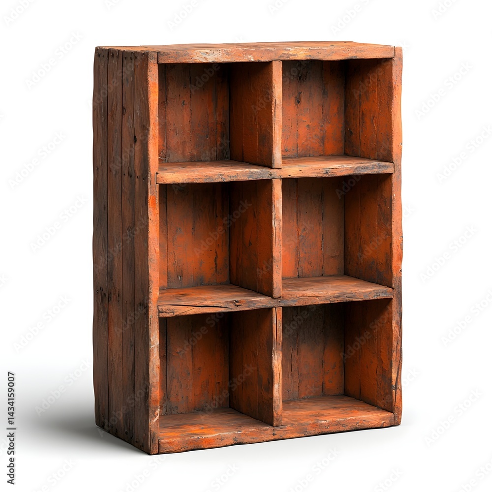 Vintage wooden bookshelf with open shelves