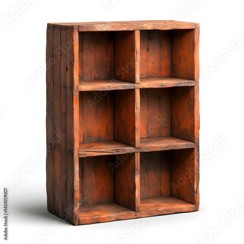 Obraz na płótnie Vintage wooden bookshelf with open shelves w salonie