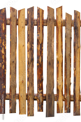 Obraz na płótnie Fence made of unpainted boards on a white w salonie