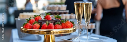 Luxury Strawberries Champagne Elegant Food Drink