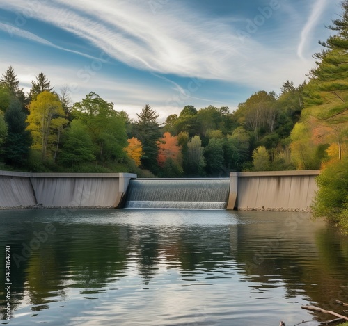 Beautiful water dam with nice nature view