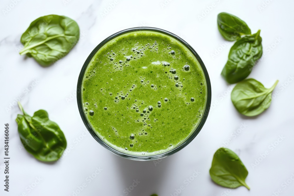 Obraz premium Green smoothie on white background. AI generated illustration.