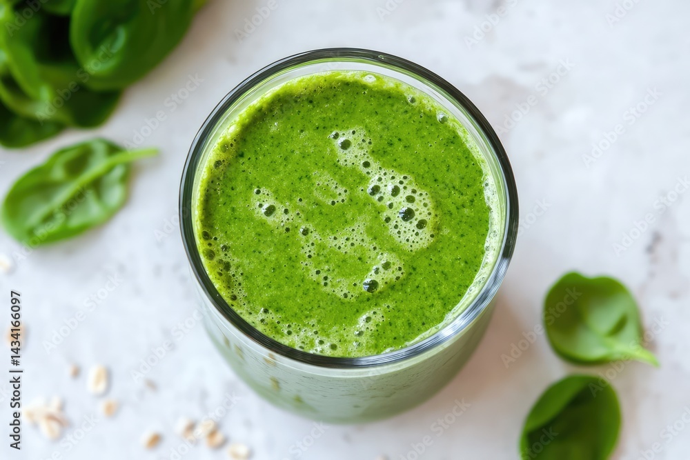Green smoothie on white background. AI generated illustration. Green smoothie on white background. AI generated illustration.