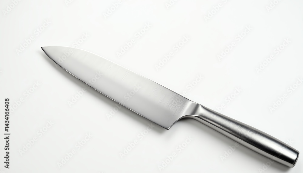 Fototapeta premium Sharp kitchen knife on white background.