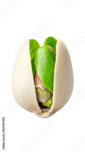 Wallpaper Mural A pistachio nut partially opened, revealing a green kernel and leaves inside, showcasing its natural colors and textures. Torontodigital.ca