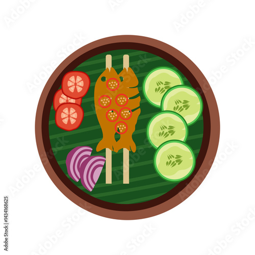 satai bandeng icon vektor
