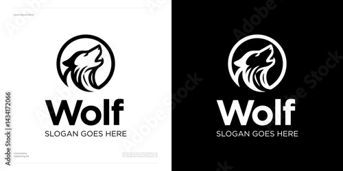 Wolf head logo icon design vector illustration element editable, aggressive danger and howling predator style, Vintage symbol wild canine animal for brand identity