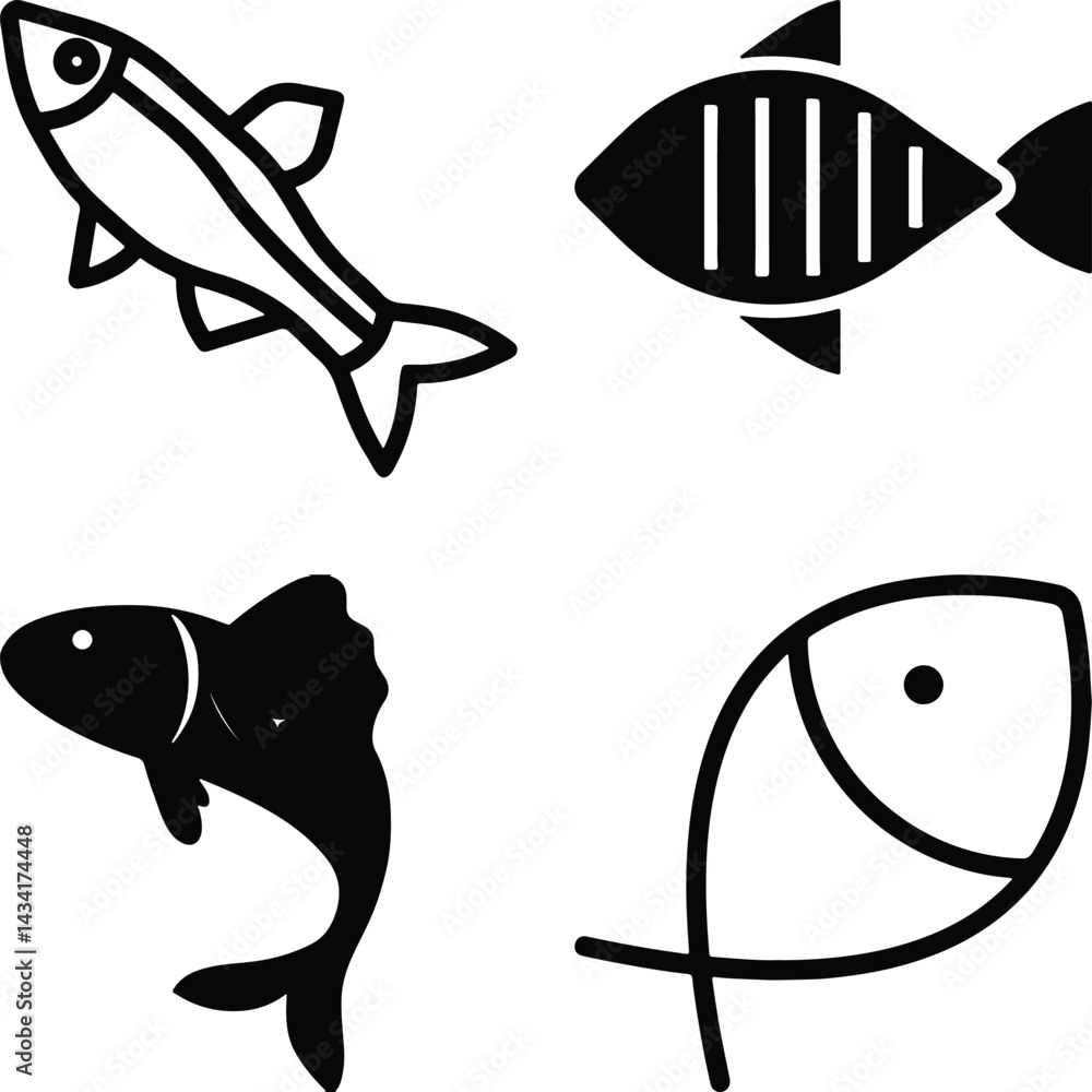 Obraz premium Fish Bundel simple icon. Vector ICON all icon Viktor 