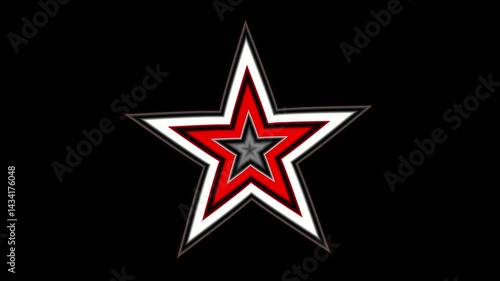 Layered Black Red Star Abstract Icon on Black Background