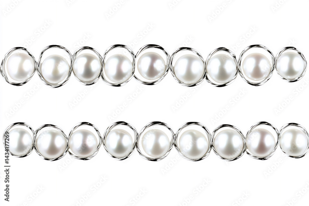 Obraz premium delicate silver frame embedded tiny pearls elegant border