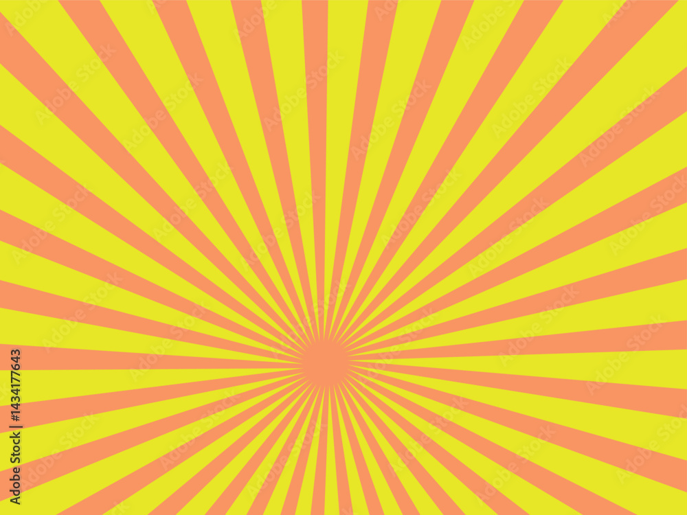 Yellow and red banner with Sun rays, yellow comic background. Sunburst background Yellow and red banner with Sun rays, yellow comic background. Sunburst background