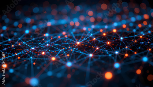 Futuristic Tech Interface with Glowing Digital Points