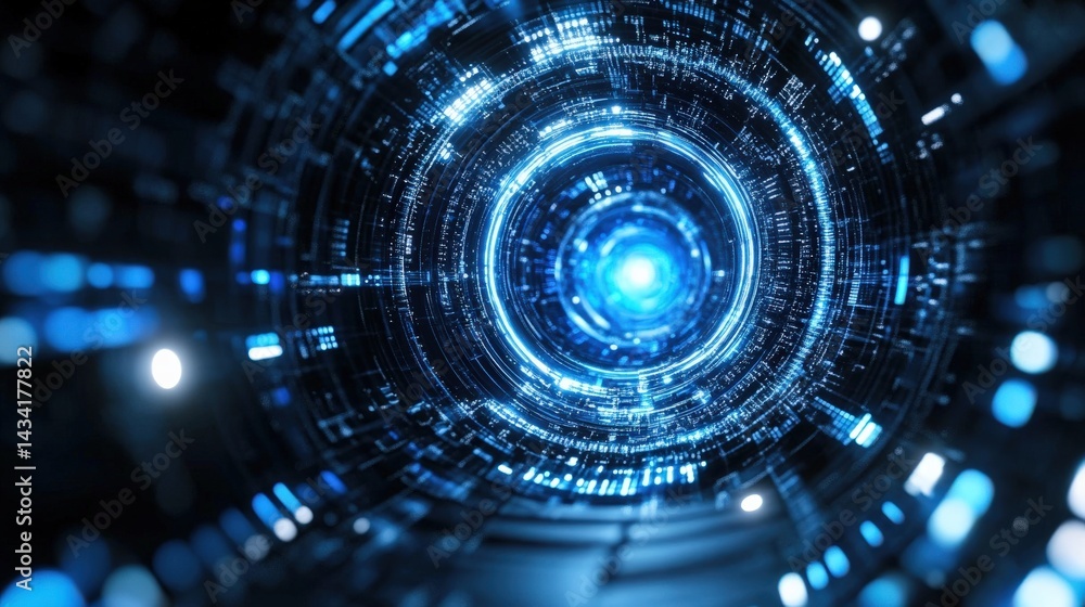 Obraz premium Abstract Futuristic Technological Tunnel