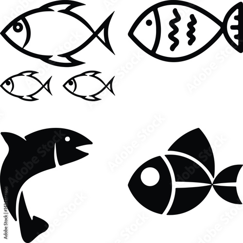 Fish Bundel simple icon. Vector ICON all icon Viktor	
