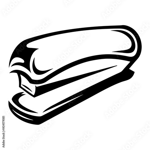 Minimalist Black and White Stapler Illustration for Office or Stationery Design