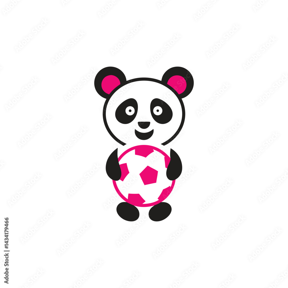Naklejka premium Adorable Panda Characters with Soccer Balls – Vector Illustration
