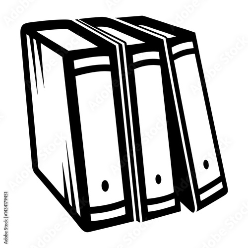 Three ring binders standing in a neat row, in black and white