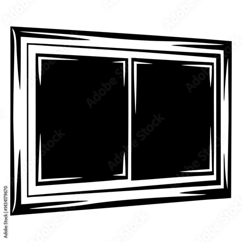 Abstract Double Frame in Black and White with Geometrical Elements