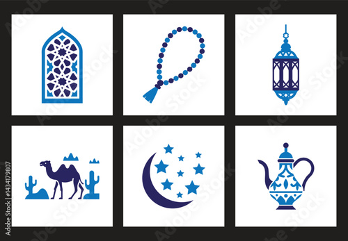 Minimal Vector Icons of Islamic Elements and Symbols

