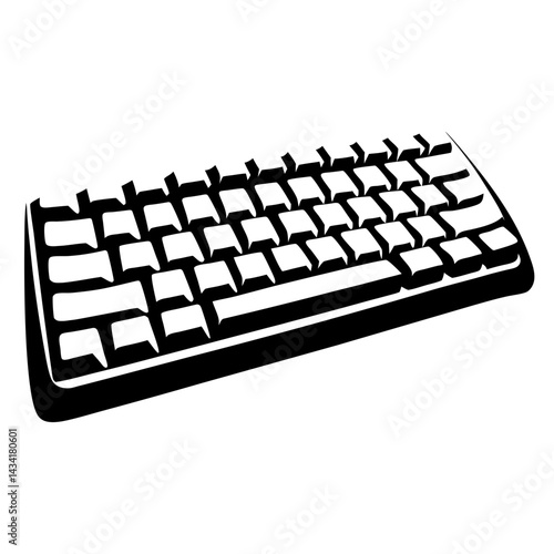 A minimalistic black and white vector illustration of a computer keyboard