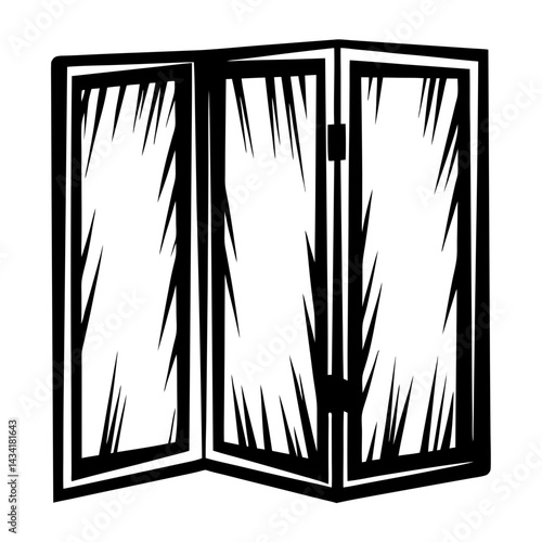 Black and white folding privacy screen provides a sense of enclosure