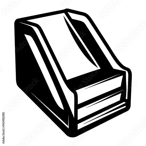 Stylized black and white image of a three step platform or staircase