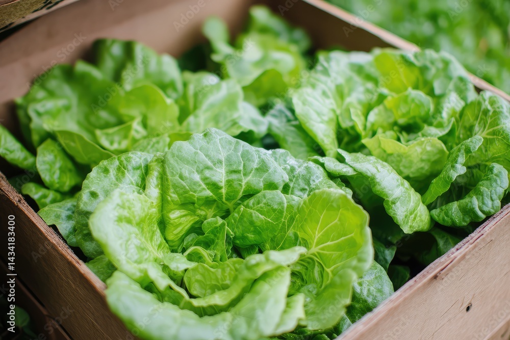 Lettuce in a box. AI generated illustration. Lettuce in a box. AI generated illustration.