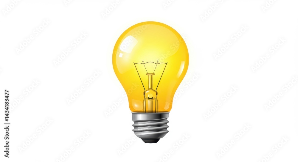 Glowing yellow light bulb isolated on white background Glowing yellow light bulb isolated on white background