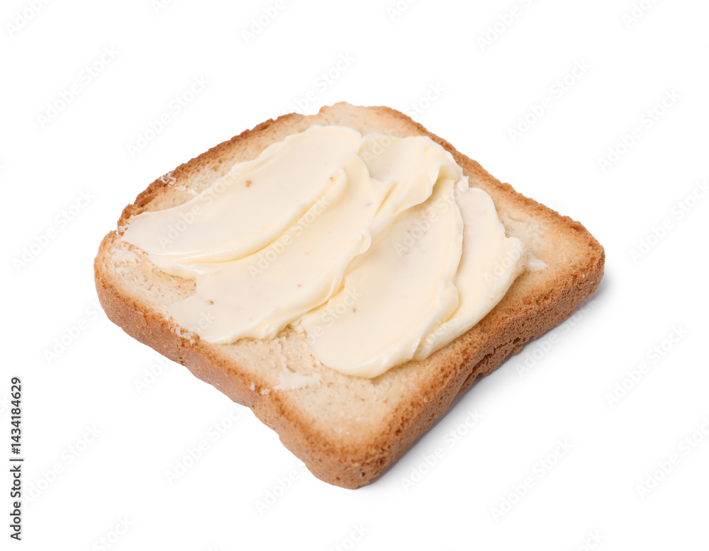 Tasty toast bread with butter isolated on white Tasty toast bread with butter isolated on white
