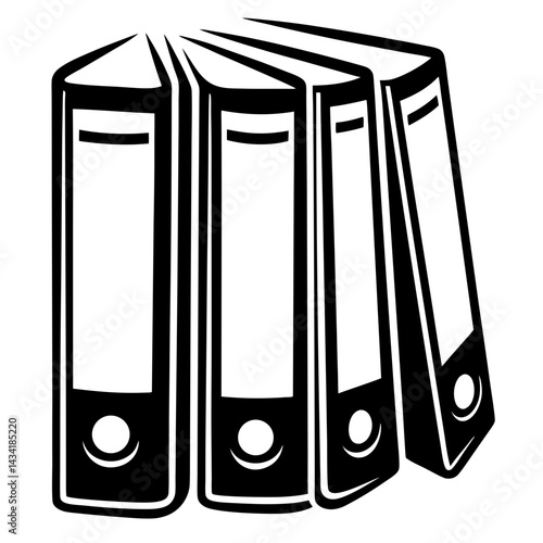 Vector illustration of several ring binders in a row with black outlines
