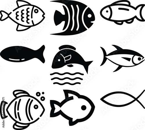 Fish Bundel simple icon. Vector ICON all icon Viktor	