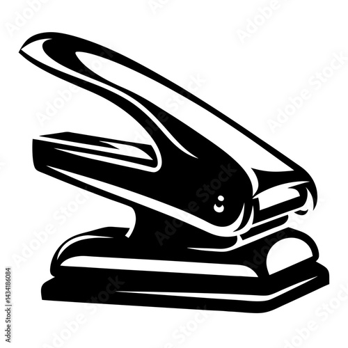 Black and White Illustration of a Classic Office Paper Hole Punch