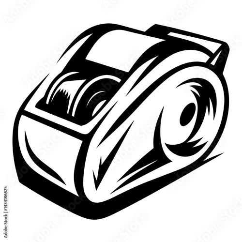Black and White Vector Illustration of a Cash Register in High Contrast