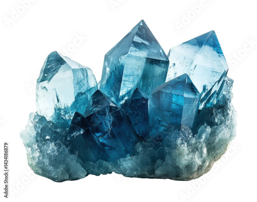 Discovering stunning blue crystals nature gemstone clear view mineral beauty isolated on transparent background