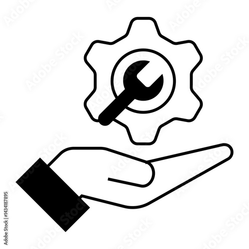 Support and Repair Offering. Hand presenting gear and wrench icon for repair and service availability