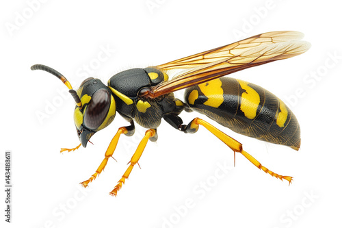 Vibrant yellow jacket wasp natural habitat insect isolated on transparent background