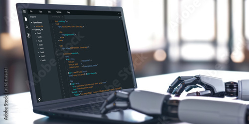Software development programming on computer screen for brisk application and program coding