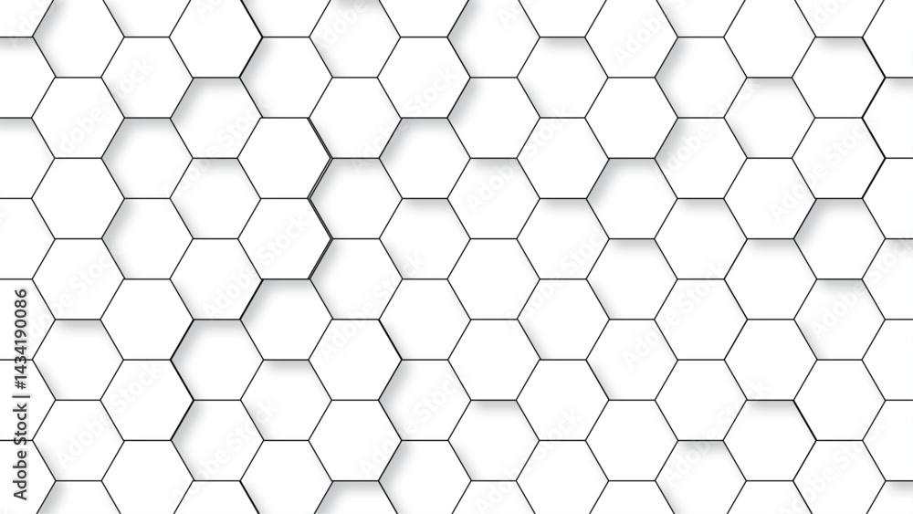 Naklejka premium Abstract white 3d hexagon light creative digital concept vector surface tile and mosaic background . multicolor hexagon geometric honeycomb texture background. creative decorative element fabric .
