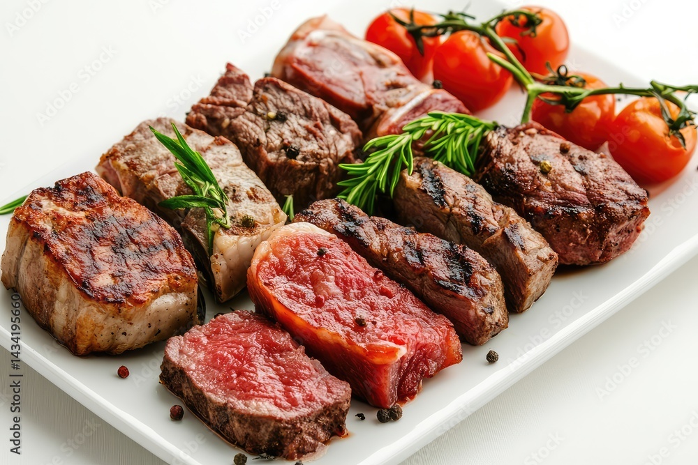 Meat dishes. AI generated illustration. Meat dishes. AI generated illustration.