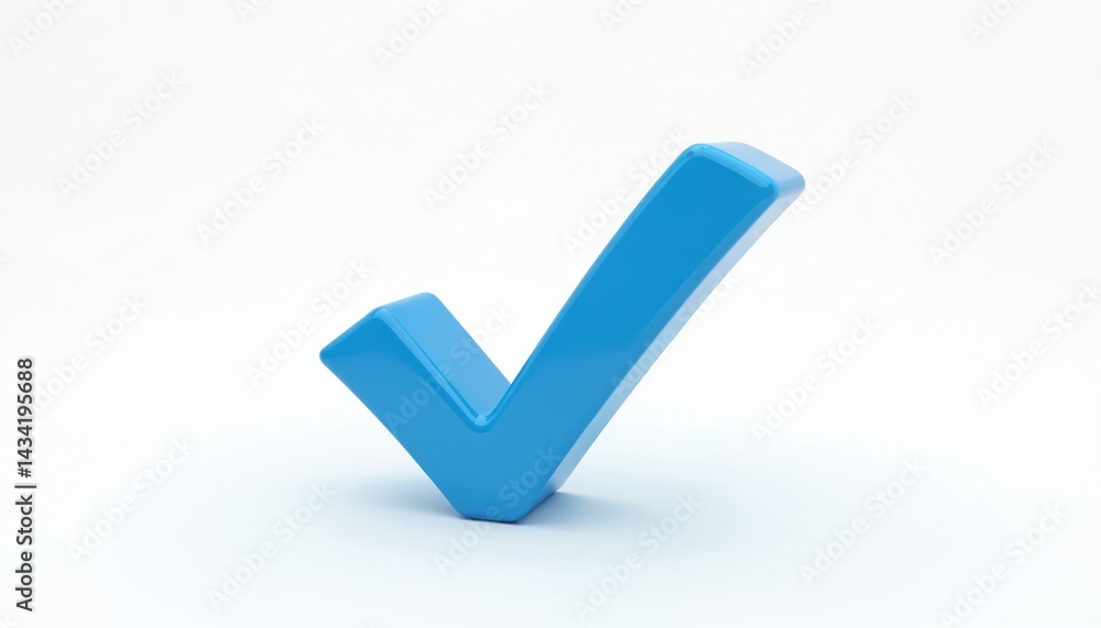 3D rendered blue check mark isolated white background. Symbol for approval, correct choice, agreement. Positive decision concept. Tick mark, vote yes. 3D rendered blue check mark isolated white background. Symbol for approval, correct choice, agreement. Positive decision concept. Tick mark, vote yes.