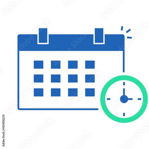 Calendar with Clock. Calendar and time icon for scheduling support calls or appointments