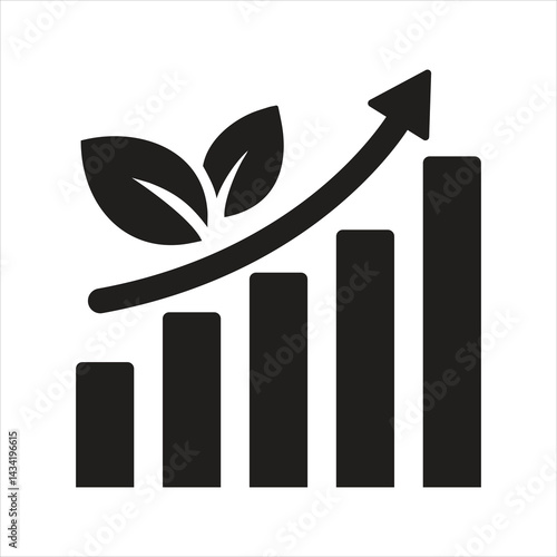 Growth eco business graph icon. Green growth icon