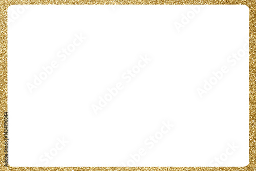 Golden frame border. Wedding invitation, birthday greeting and Christmas holiday celebration card realistic vector decoration or background. Luxury rectangle border, premium golden photo frame