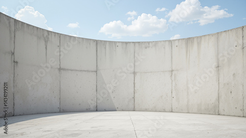 Wallpaper Mural The image shows an empty concrete wall with a blue sky in the background. The wall is white in color and the sky is a mix of blue and white. Torontodigital.ca